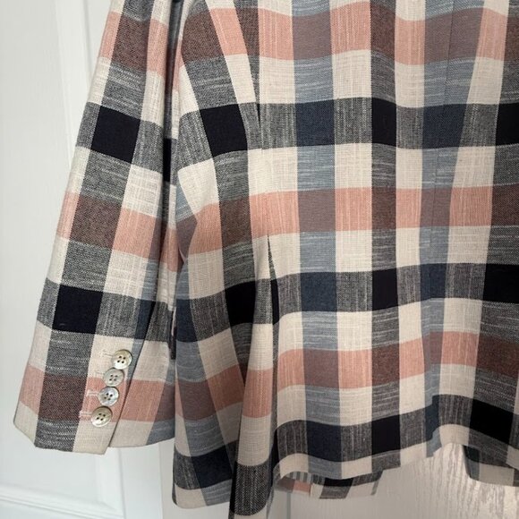 NWT Veronica Bear Women's Pink and Blue Plaid Upcollar Blazer - Size 16 - Picture 8 of 8